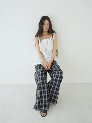 plaid wide pants