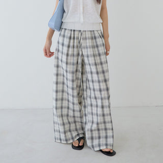 plaid wide pants