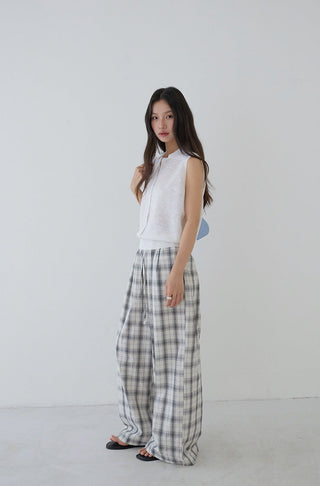 plaid wide pants