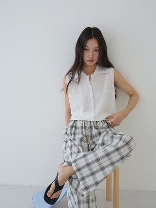 plaid wide pants