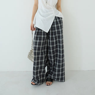 plaid wide pants