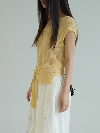 linen lace-up top