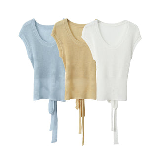 linen lace-up top