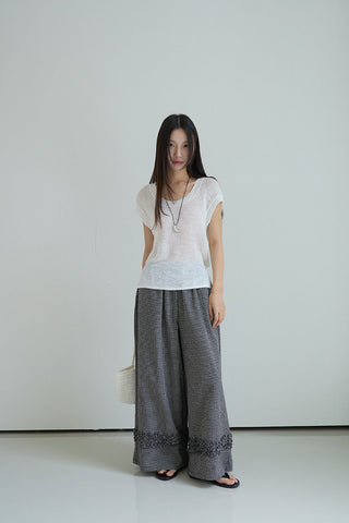 linen lace-up top