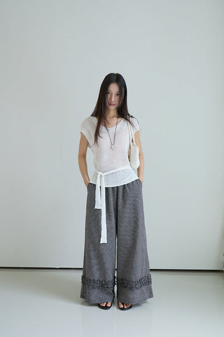 linen lace-up top