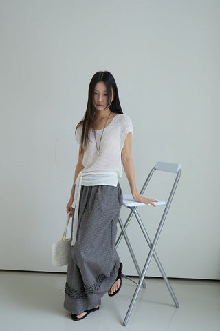 linen lace-up top