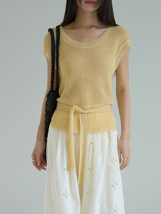 linen lace-up top
