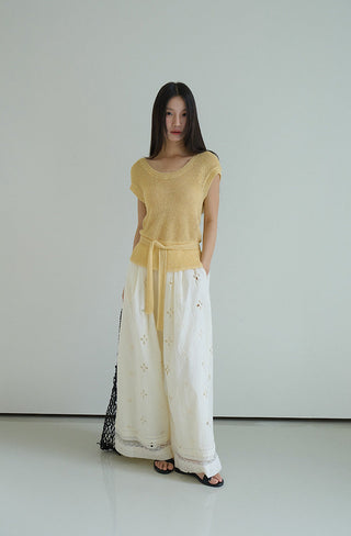 linen lace-up top