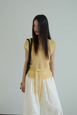 linen lace-up top