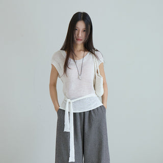 linen lace-up top