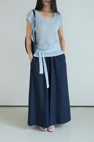linen lace-up top