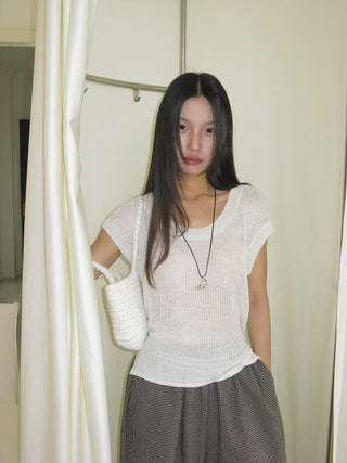 linen lace-up top