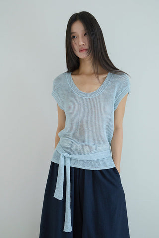 linen lace-up top