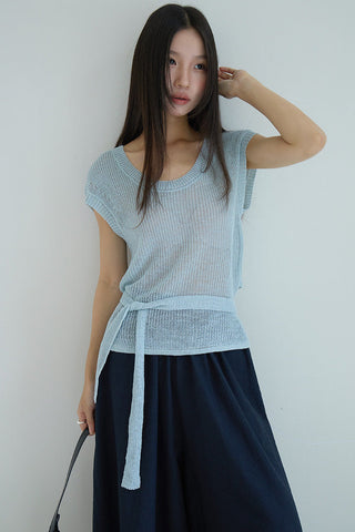 linen lace-up top