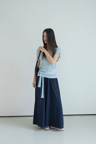 linen lace-up top