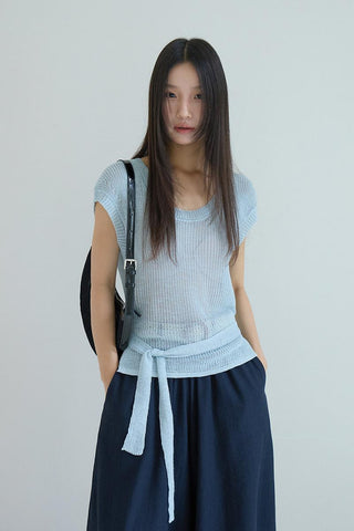 linen lace-up top