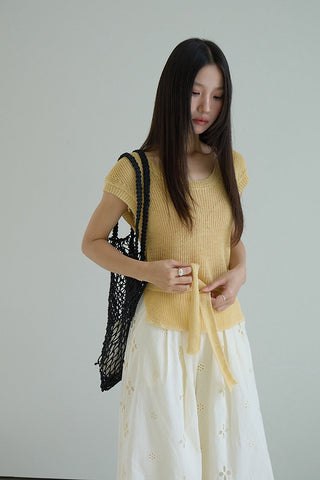 linen lace-up top