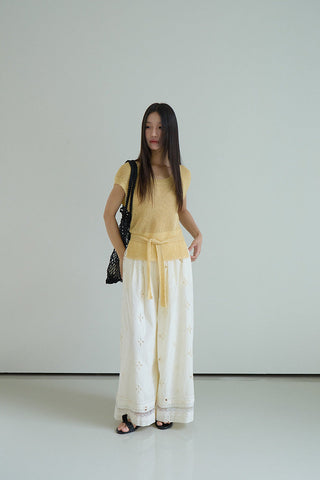 linen lace-up top