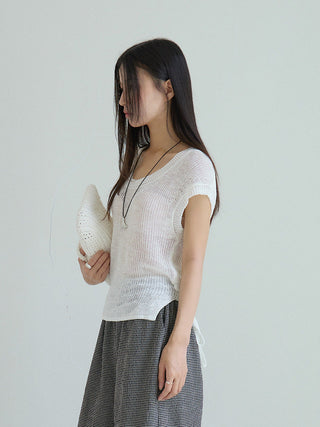 linen lace-up top