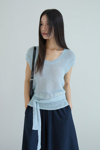 linen lace-up top