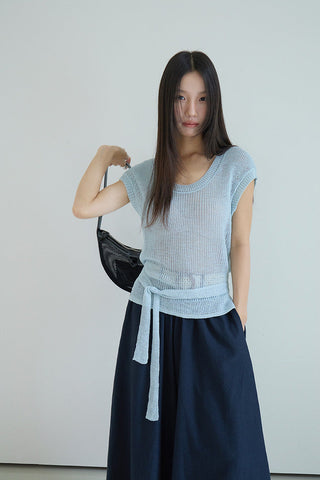 linen lace-up top