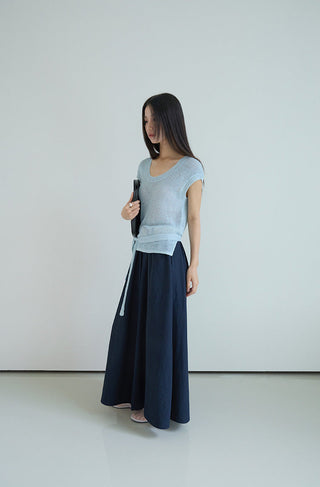 linen lace-up top