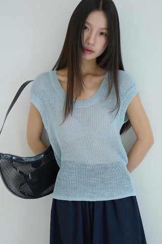 linen lace-up top