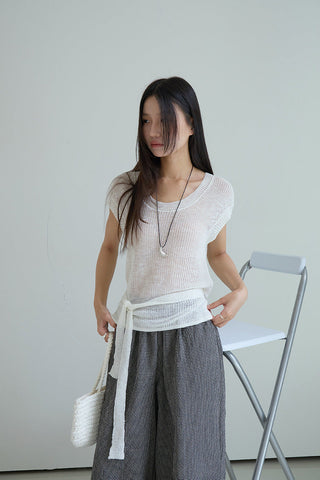 linen lace-up top