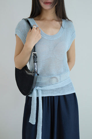 linen lace-up top