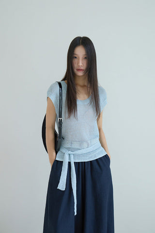 linen lace-up top