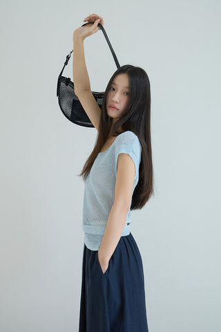 linen lace-up top
