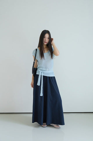 linen lace-up top