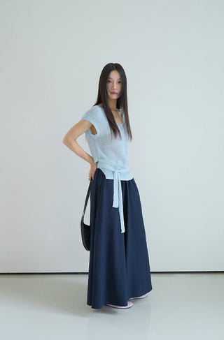 linen lace-up top