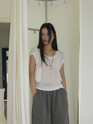 linen lace-up top
