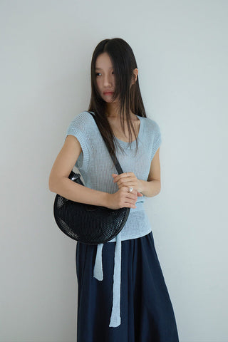 linen lace-up top