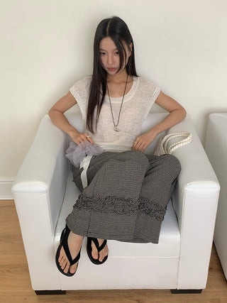 linen lace-up top