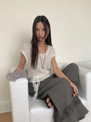 linen lace-up top