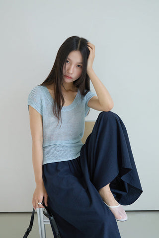 linen lace-up top
