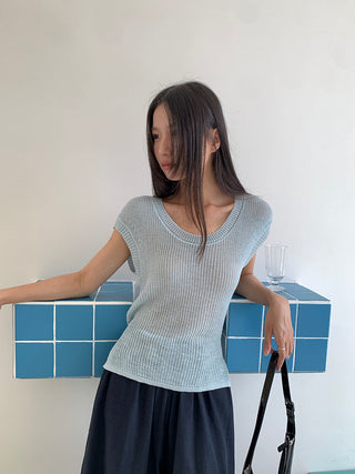 linen lace-up top