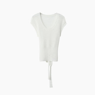 linen lace-up top