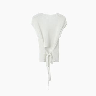 linen lace-up top