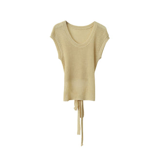 linen lace-up top