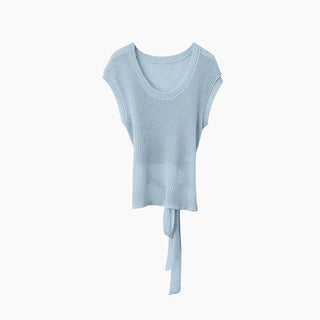 linen lace-up top