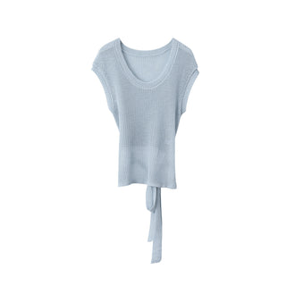 linen lace-up top