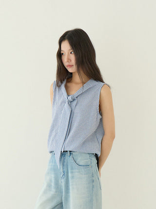 plaid sleeveless Top