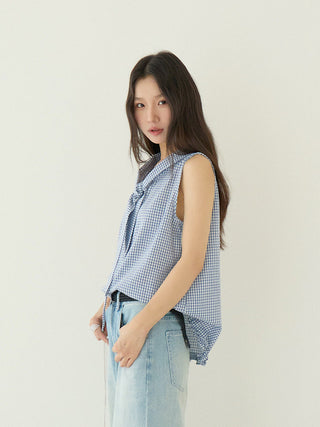 plaid sleeveless Top