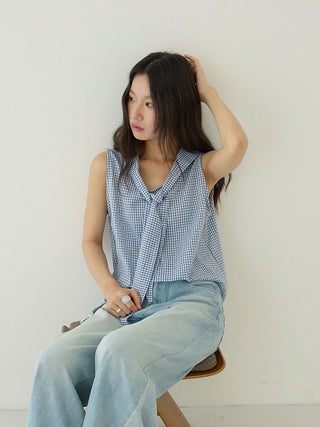 plaid sleeveless Top