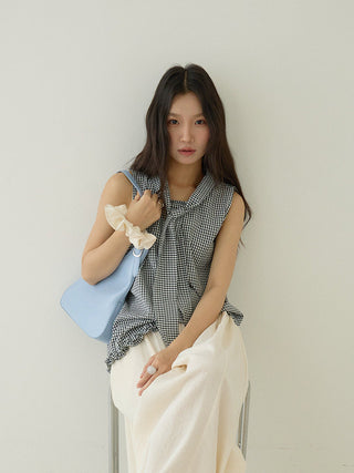 plaid sleeveless Top