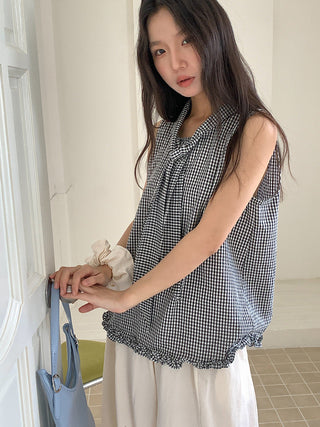 plaid sleeveless Top