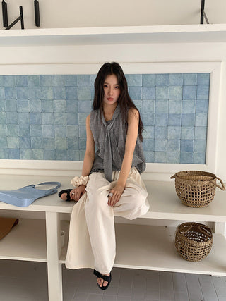plaid sleeveless Top